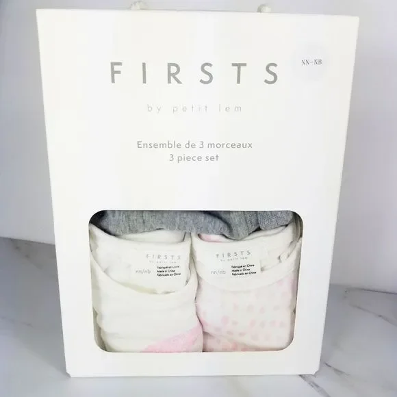 FIRST by Petit Lem 3 Piece Newborn Set Pin… - Picture 1 of 7